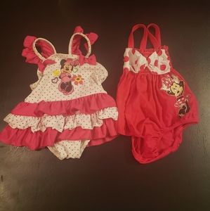 Two Disney Minnie Mouse Baby Girl Swimsuits